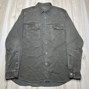 Martin Gordon Silk Cotton Blend Corduroy Shirt Mens Size Large Green